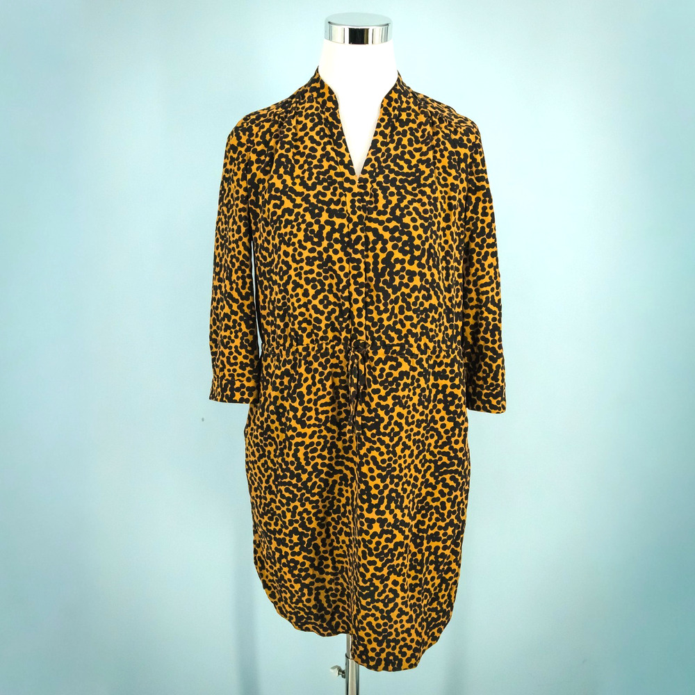 Diane Von Furstenberg Size 4 Brown Black Polka Dot Tie Silk Shirtdress Dress